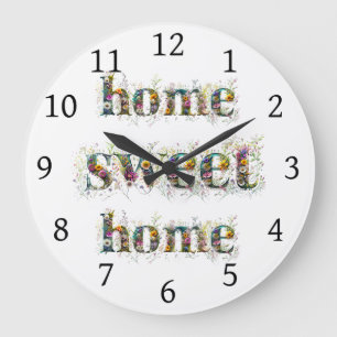 HOME SWEET HOME decoratieve tekst in wilde bloemen Grote Klok