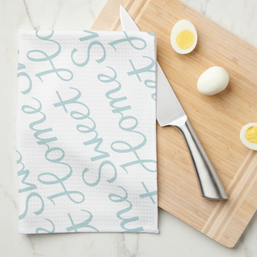 Home Sweet Home Diagonaal Script Euck Blue Wt Theedoek (Quarter Fold)