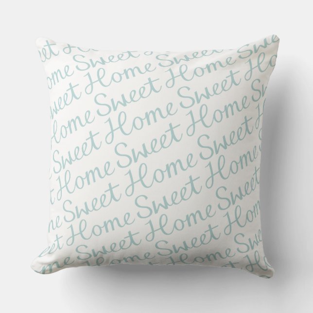 Home Sweet Home Diagonal Script in DE Blue Wt Kussen (Voorkant)