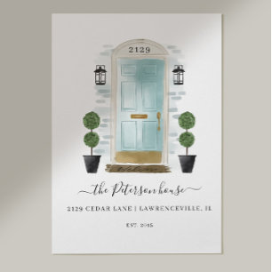 Home Sweet Home Familie Aqua Waterverf deur Poster