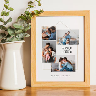 Home Sweet Home Familie Foto Collage Persoonlijk Poster