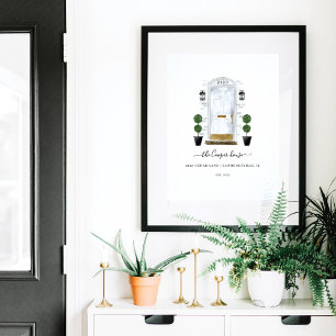 Home Sweet Home Familie Witte Waterverf deur Poster