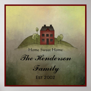 Home Sweet Home Familienaam Wall Print