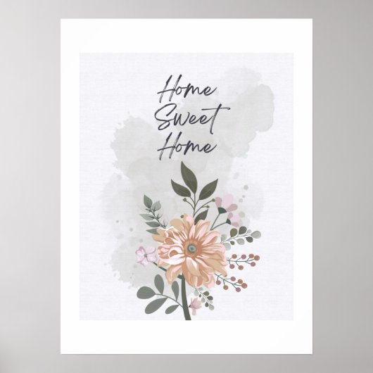 Home Sweet Home Floral Poster (Voorkant)