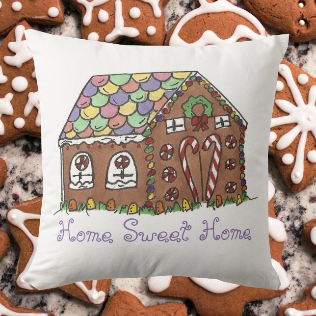 Home Sweet Home Gingerbread House Kerstmis Kussen (Gingerbread house pillow)