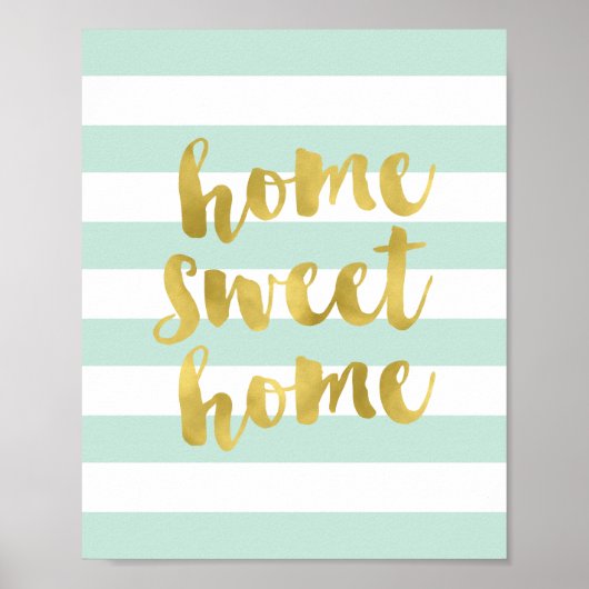 Home Sweet Home Gold et Mint | Impression d'art (Devant)