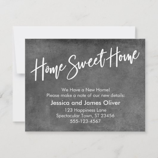 "Home Sweet Home" Grunge Grijs Aankondiging (Voorkant)