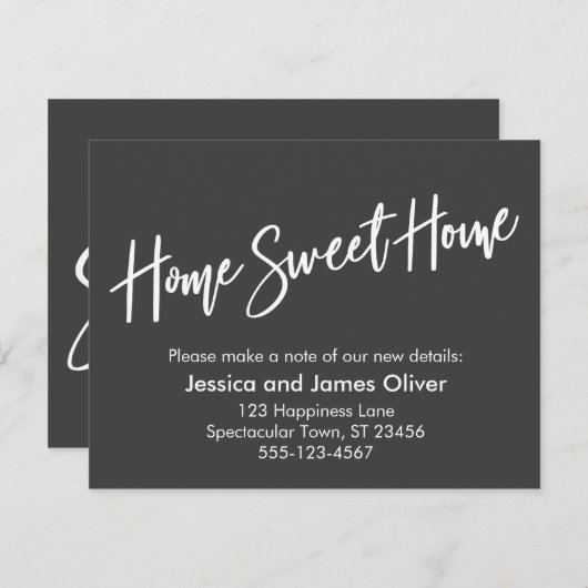 Home Sweet Home Handschrift Grijze Aankondiging (Voorkant / Achterkant)