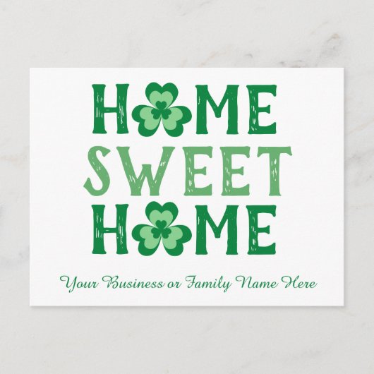 Home Sweet Home Irish Shamrock Clover Briefkaart (Voorkant)