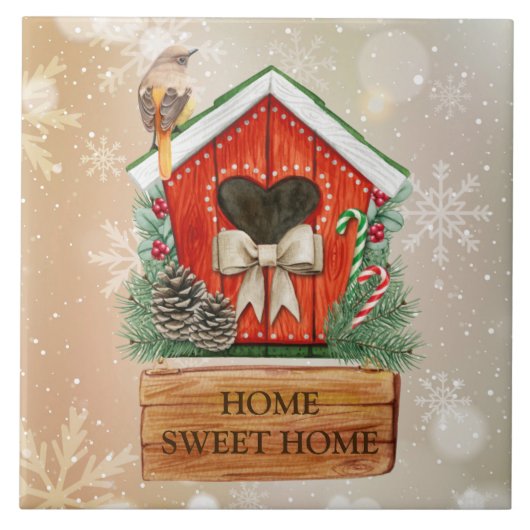 Home Sweet Home-kerstfeesthuis Tegeltje (Voorkant)