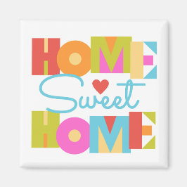Home Sweet Home Magneet -Kleur Blok Letters-WHT BG