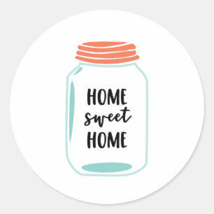 Home Sweet Home, Mason Jar Ronde Sticker