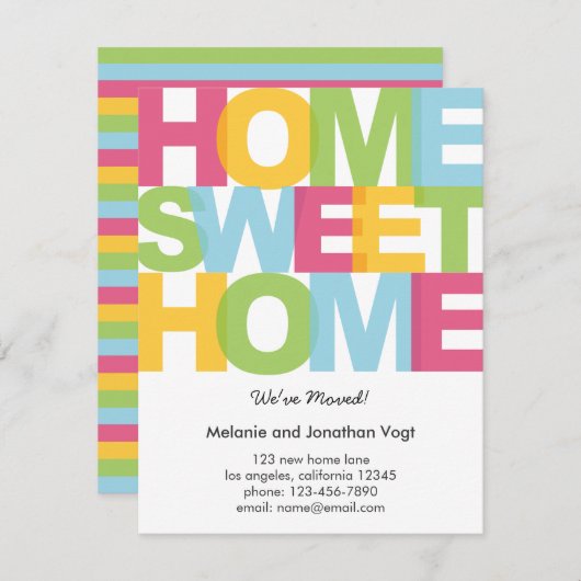 Home Sweet Home Moving Faire-part (Devant / Derrière)