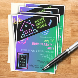 Home Sweet Home Neon Invitation du foyer