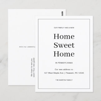 Home Sweet Home Nieuw Adres Bewegende Aankondiging Briefkaart