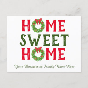 Home Sweet Home Noël Wreath Holiday Carte postale