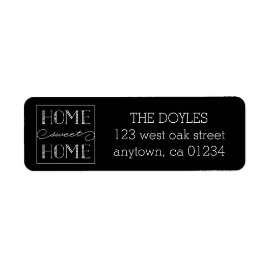 Home Sweet Home Noir | Étiquettes d'adresse de ret (Devant)