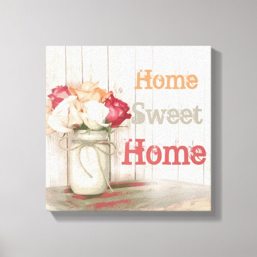 Home Sweet Home Pays Mason Jar Toile enveloppée (Recto)