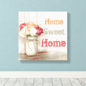 Home Sweet Home Pays Mason Jar Toile enveloppée (Insitu (Plancher de Bois))