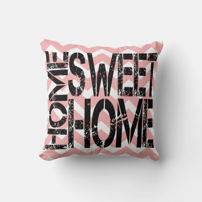 Home Sweet Home Pink Chevron Sierkussen (Voorkant)