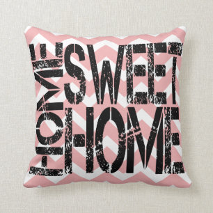 Home Sweet Home Pink Chevron Sierkussen