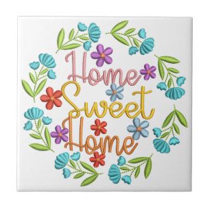 Home Sweet Home Quote Kleurrijke Bloemenrand Tegeltje