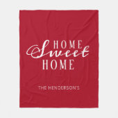 Home Sweet Home Red White Script Familienaam Fleece Deken (Voorkant)