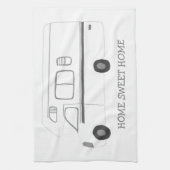 HOME SWEET HOME Retro Camper Motorhome RV B&W Theedoek (Verticaal)