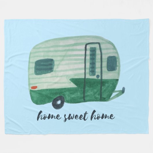 HOME SWEET HOME  Retro Camper Trailer Fleece Deken (Voorkant (Horizontaal))