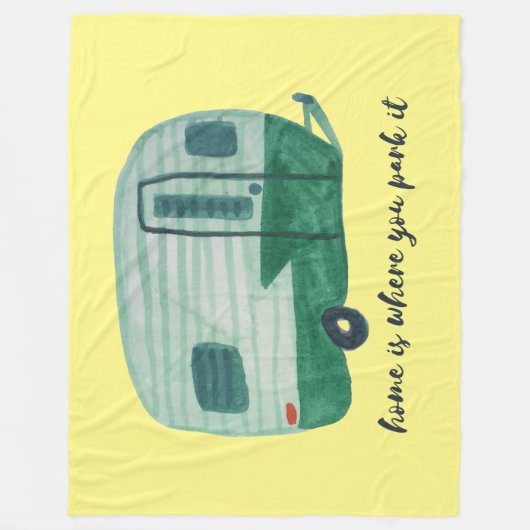 HOME SWEET HOME Retro Camper Trailer Fleece Deken (Voorkant)