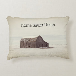 Home Sweet Home Rustic Barn Snow Accent Kussen