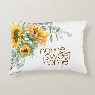 Home Sweet Home Sunflower Eucalyptus Accent Kussen