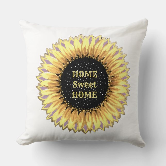 Home Sweet Home Sunflower Kussen (Voorkant)