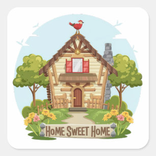 Home Sweet Home Vierkante Sticker