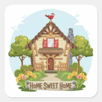 Home Sweet Home Vierkante Sticker