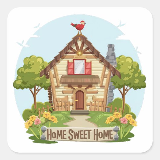 Home Sweet Home Vierkante Sticker (Voorkant)