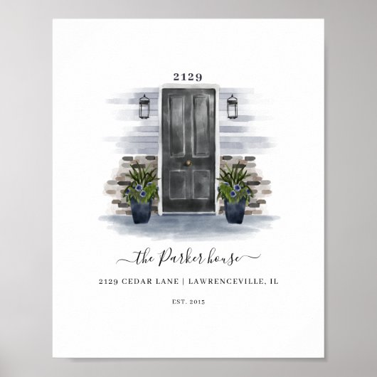 Home Sweet Home Waterverf Grey door Brick Trim Poster (Voorkant)