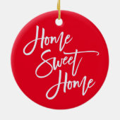 Home Sweet Home White Script Typografie Red Keramisch Ornament (Achterkant)