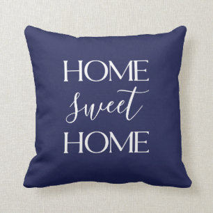 Home Sweet Home White Typografie Navy Sierkussen