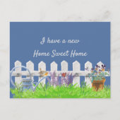 Home Sweet Home Wit Picket hek Ik heb verplaatst Aankondigingskaart (Voorkant)
