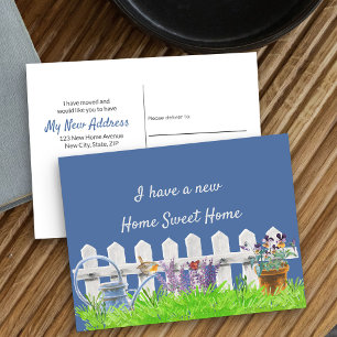 Home Sweet Home Wit Picket hek Ik heb verplaatst Aankondigingskaart
