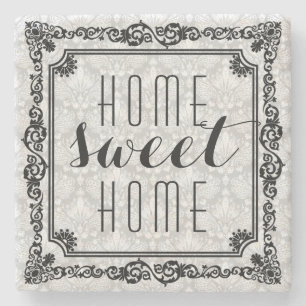 Home Sweet Home Zwart Lijst Stenen Onderzetter