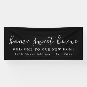 Home Sweet Home Zwarte & Witte Housewarming Part Spandoek