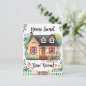 Home Sweet New Home Bewegende Aankondiging Briefka Briefkaart (Staand voorkant)