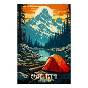 Home Tussen de reuzen Grand Teton Camping Perfect Poster