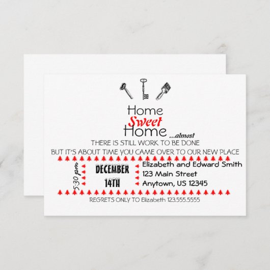 Home-uitnodiging Kaart (Voorkant / Achterkant)