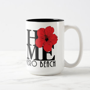 HOME Vero Beach 15oz Red Hibiscus Tweekleurige Koffiemok