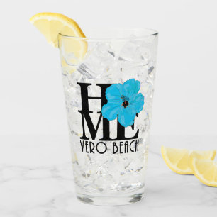 HOME Vero Beach Blue Hibiscus Glas