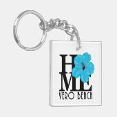 HOME Vero Beach Florida Blue Hibiscus Sleutelhanger (Voorkant Links)