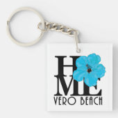 HOME Vero Beach Florida Blue Hibiscus Sleutelhanger (Voorkant)